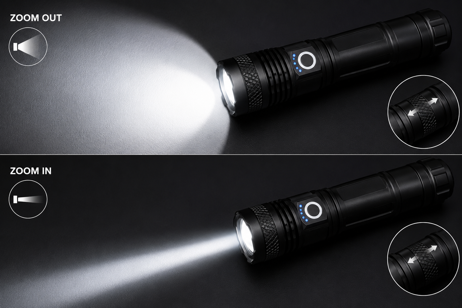 Zoom function lampu suluh