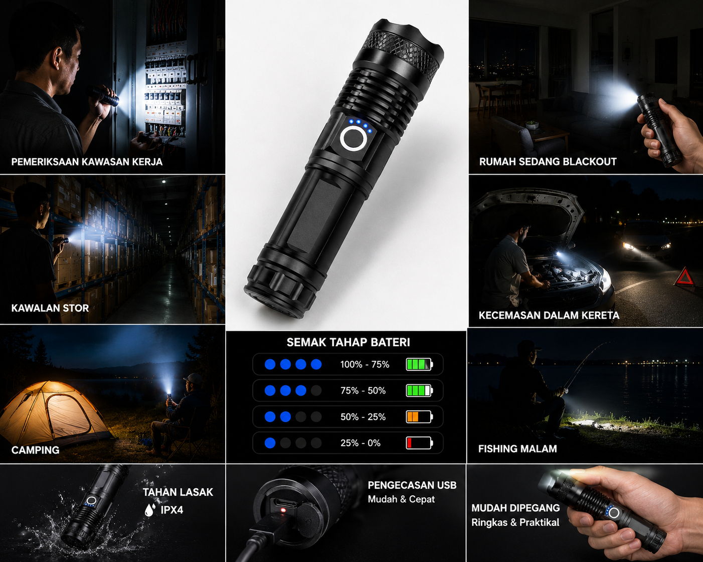 Power display lampu suluh
